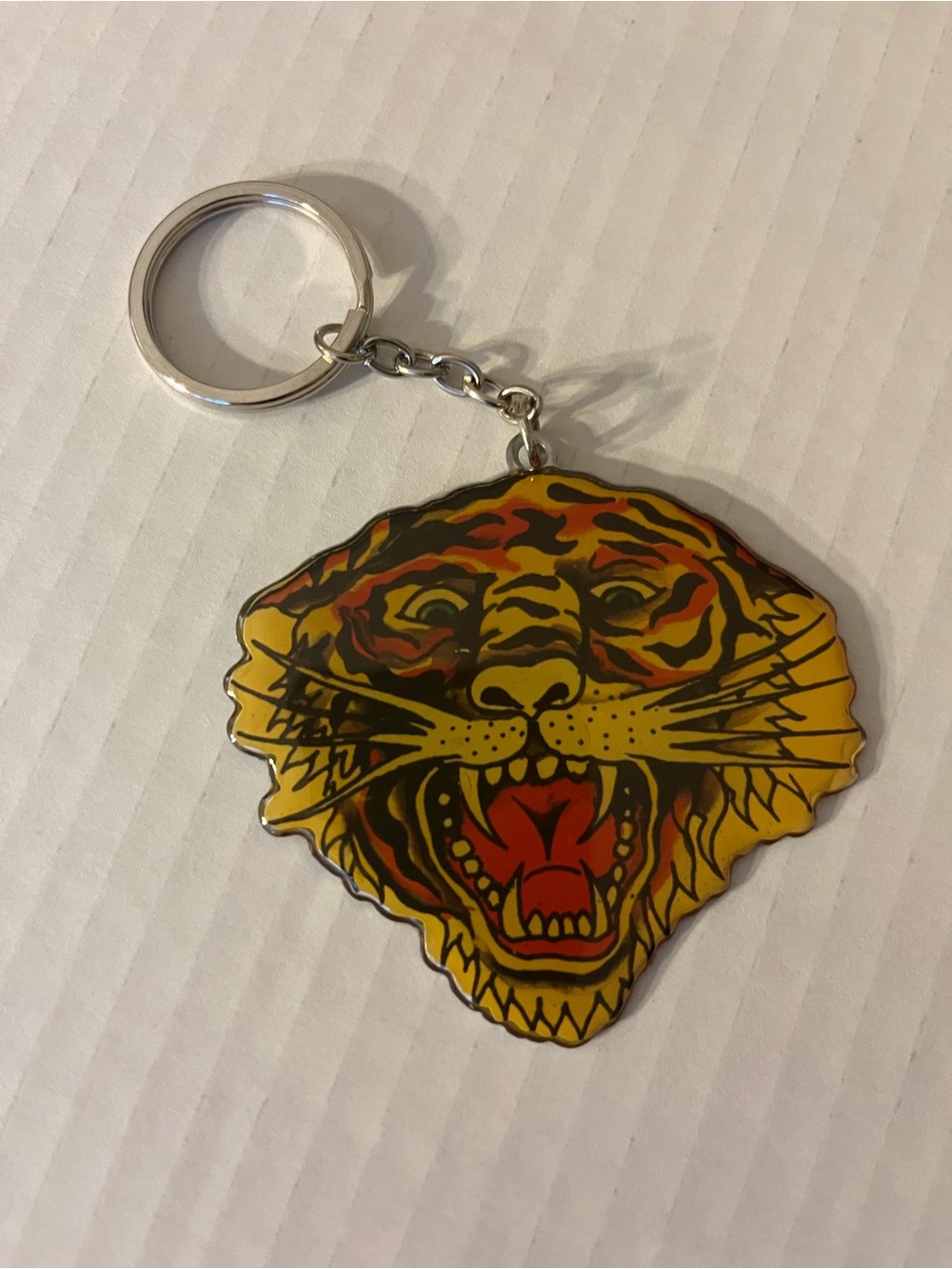 Ed Hardy Yellow and Red Tiger Head Keychain